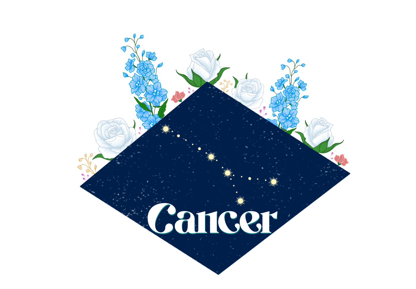 Cancer Floral Zodiac Sticker - Zodiac Flower