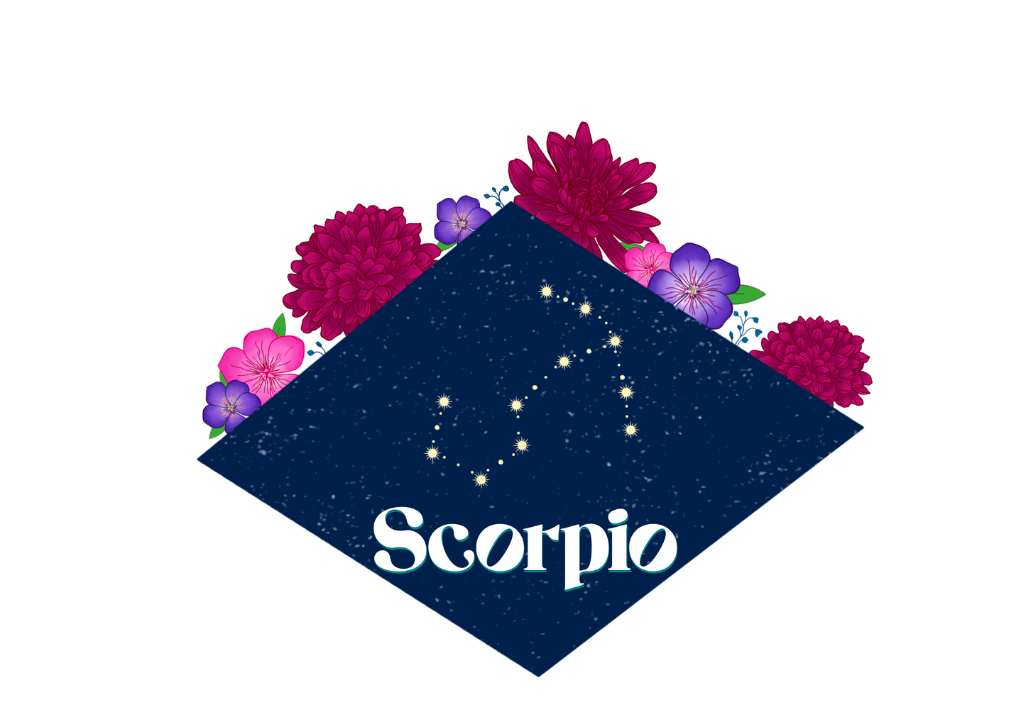 Scorpio Floral Zodiac Sticker - Zodiac Flower