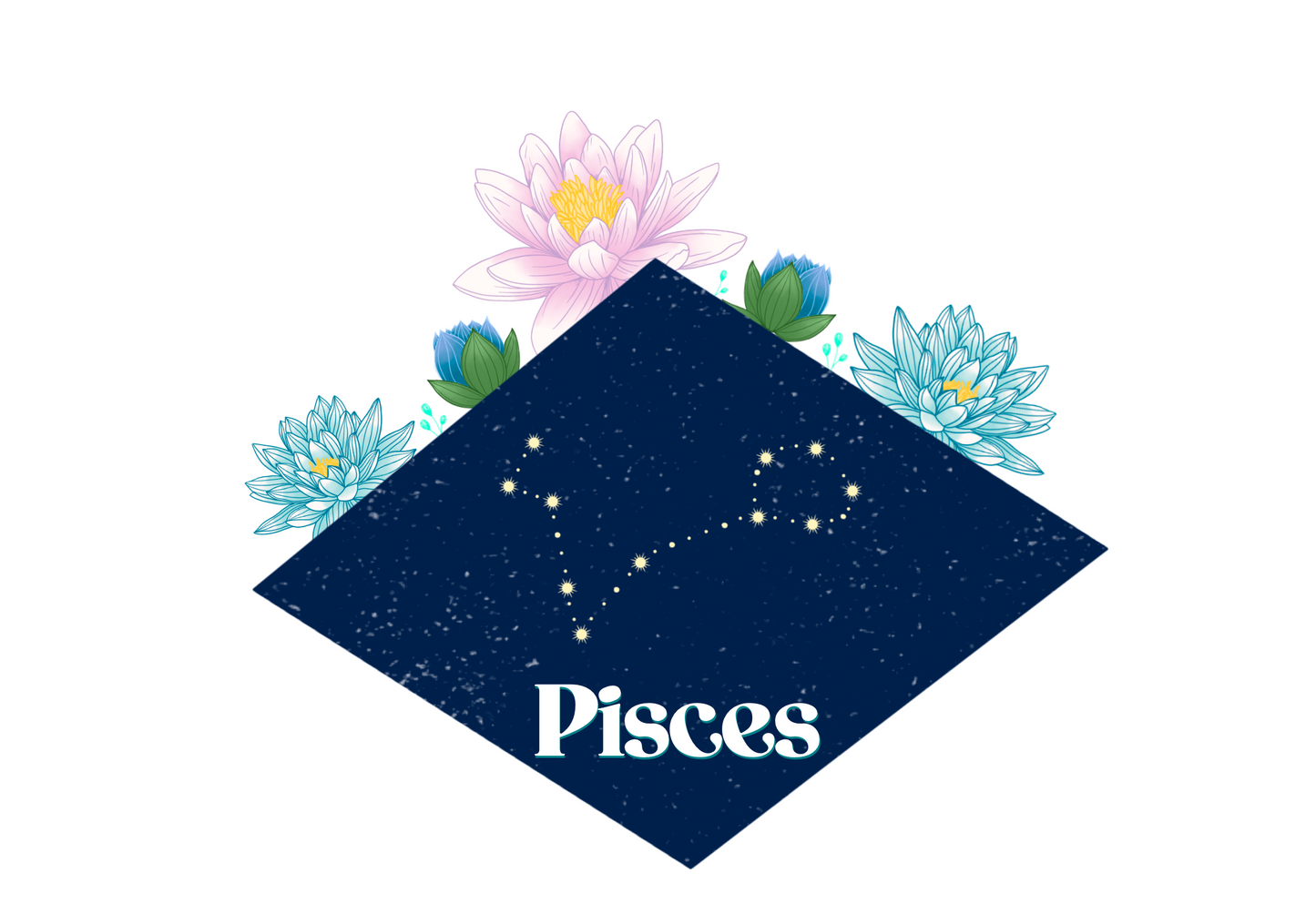 Pisces Floral Zodiac Sticker - Zodiac Flower