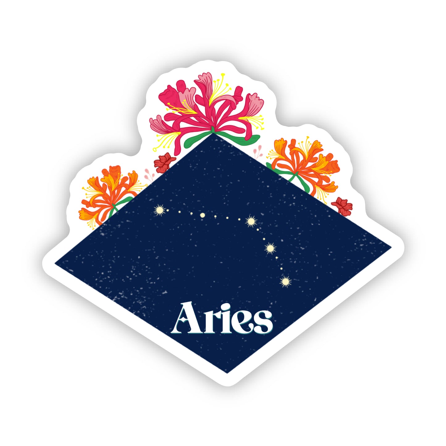 Aries Floral Zodiac Sticker - Zodiac Flower