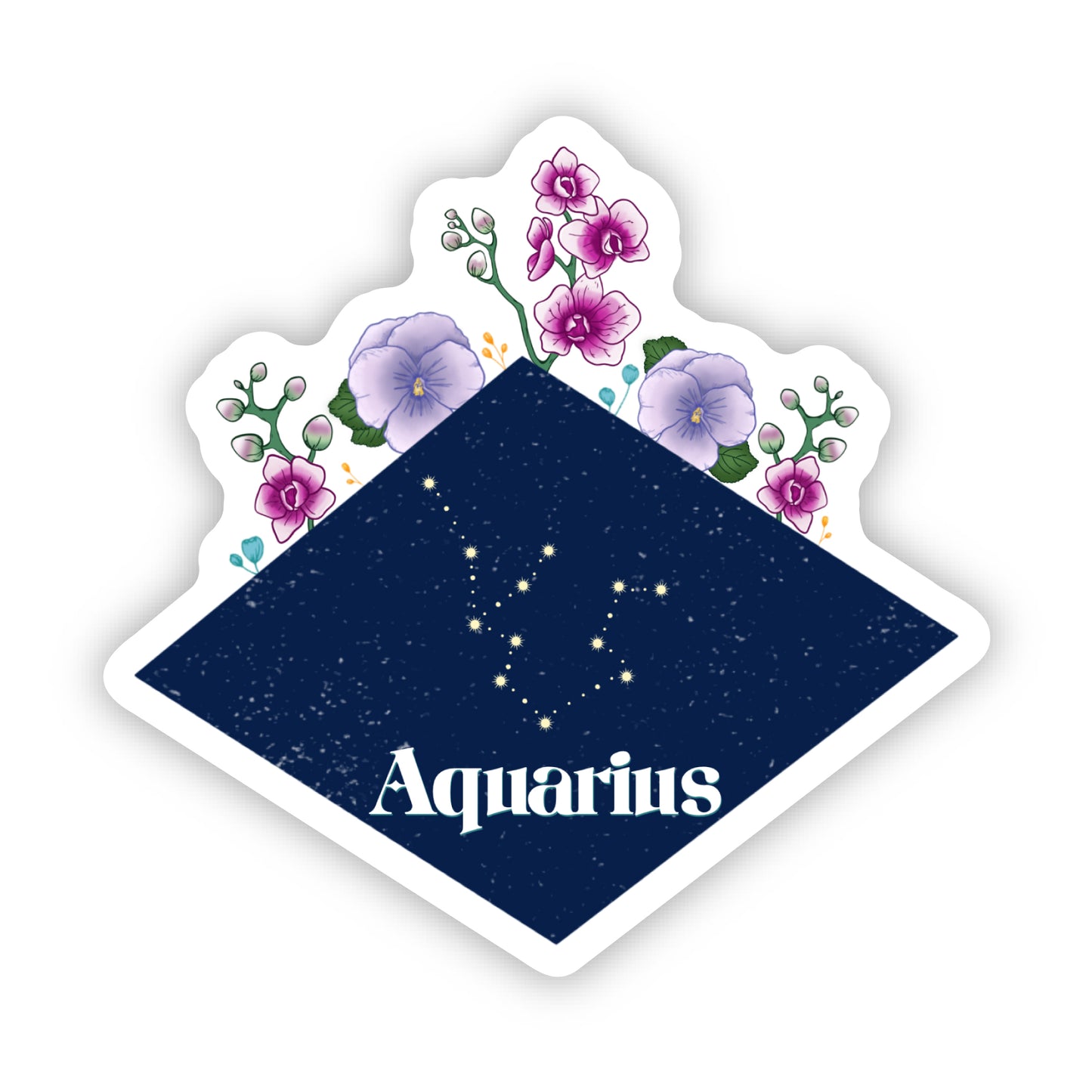Aquarius Floral Zodiac Sticker - Zodiac Flower