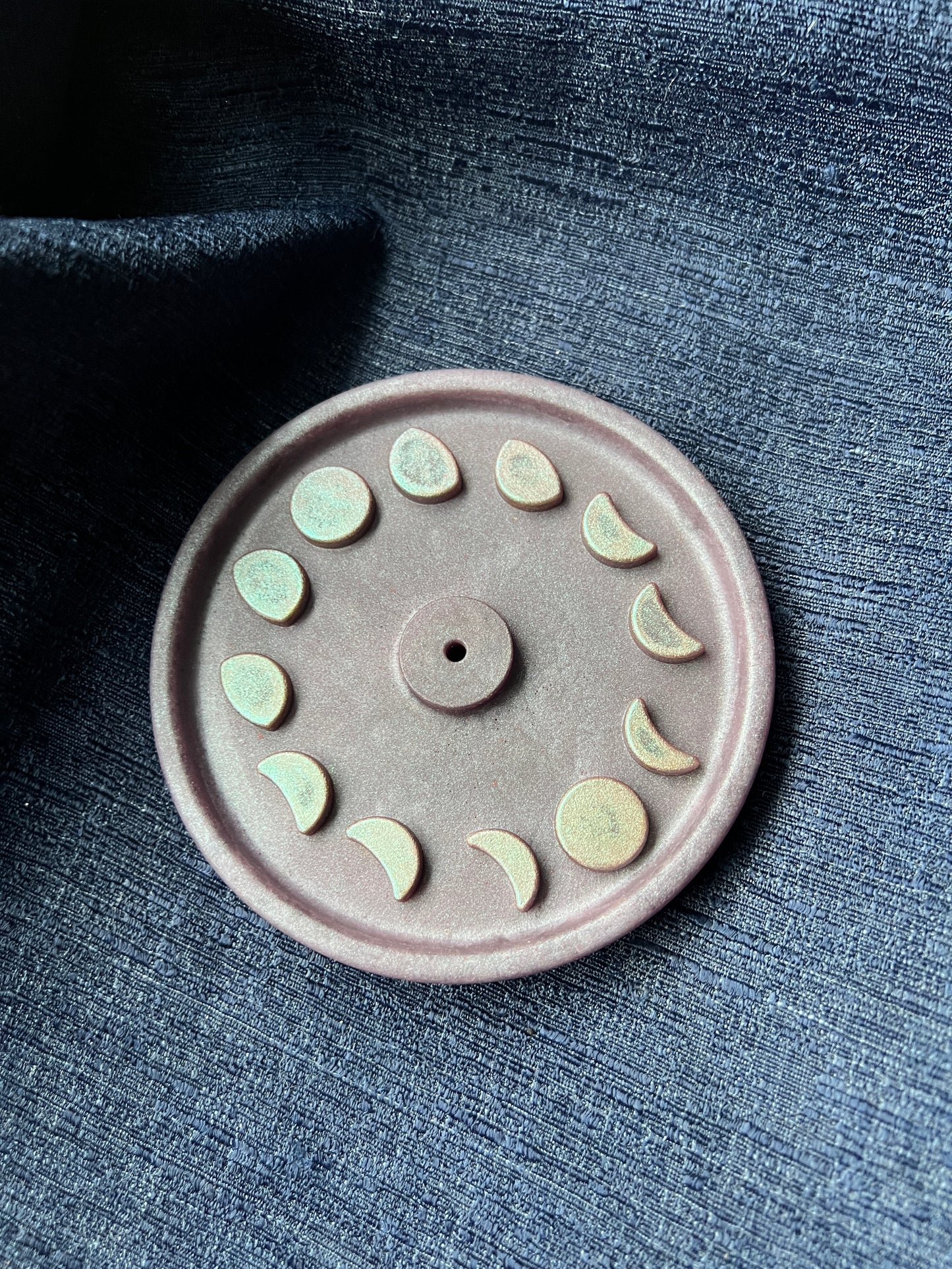 "Lunar Harmony" Matte Round Incense Holder - Made to Order