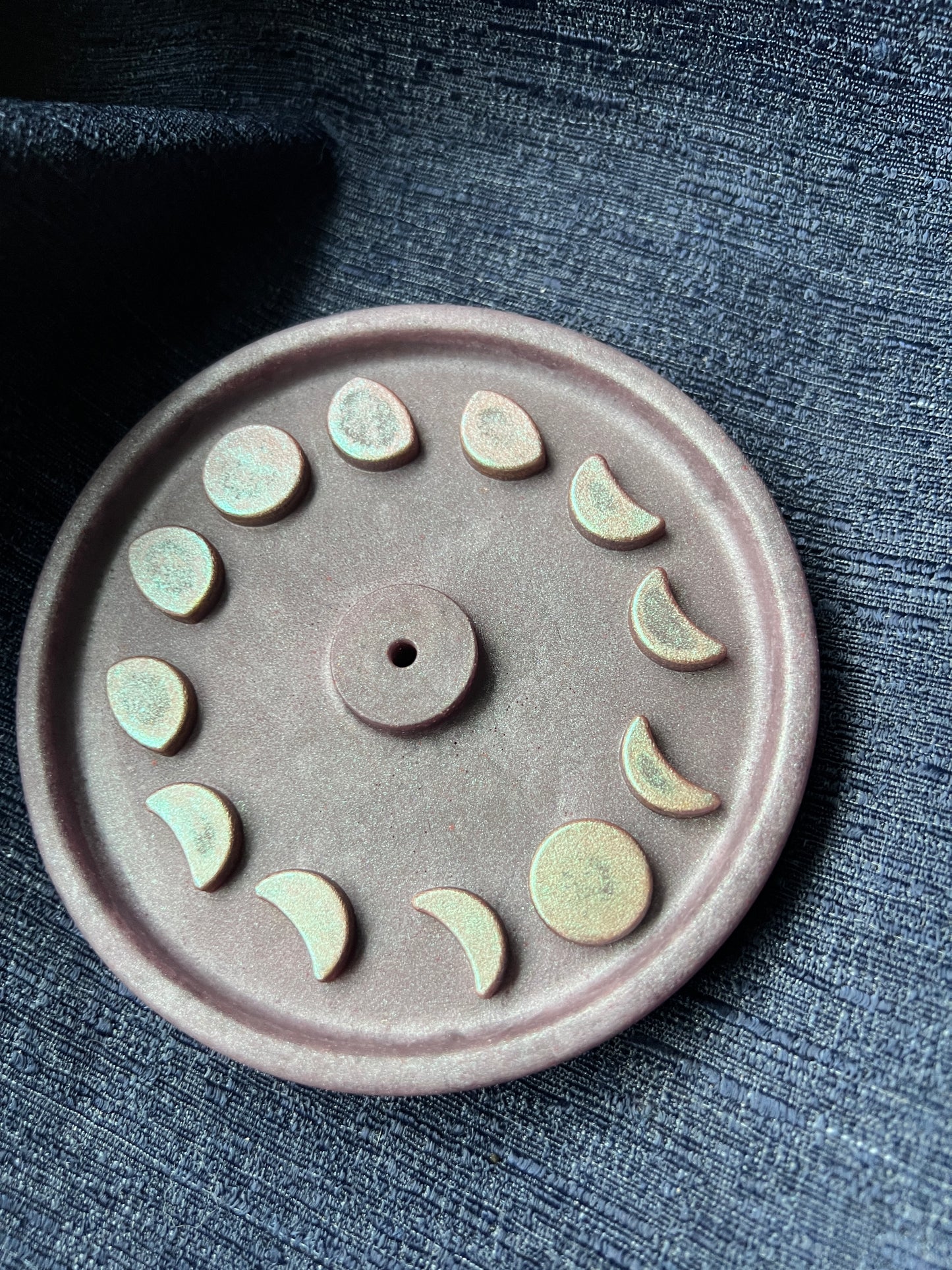 "Lunar Harmony" Matte Round Incense Holder - Made to Order