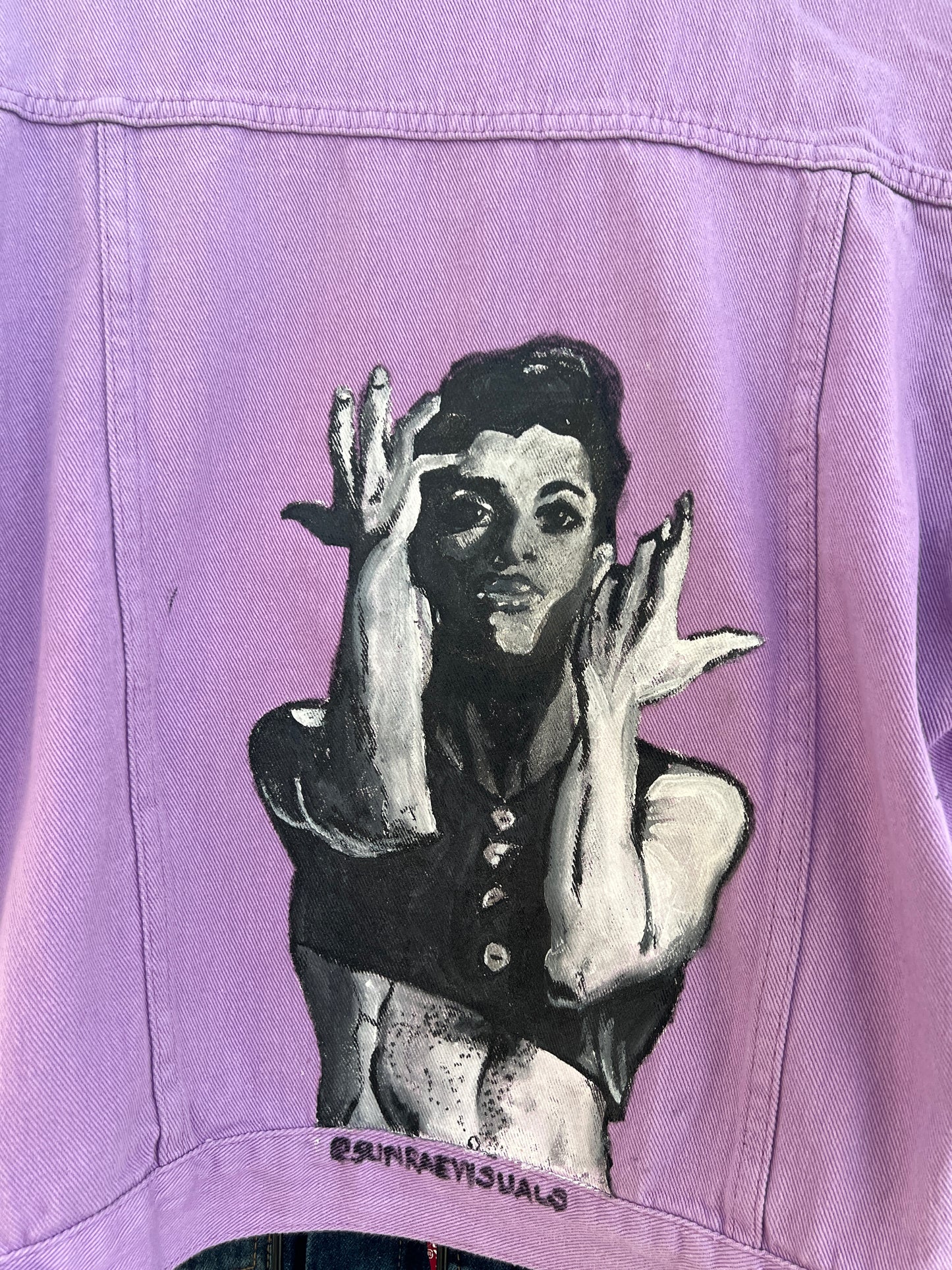 "Purple Reign Tribute" Hand-Painted Denim Jacket - Your Favorite Prince Portrait