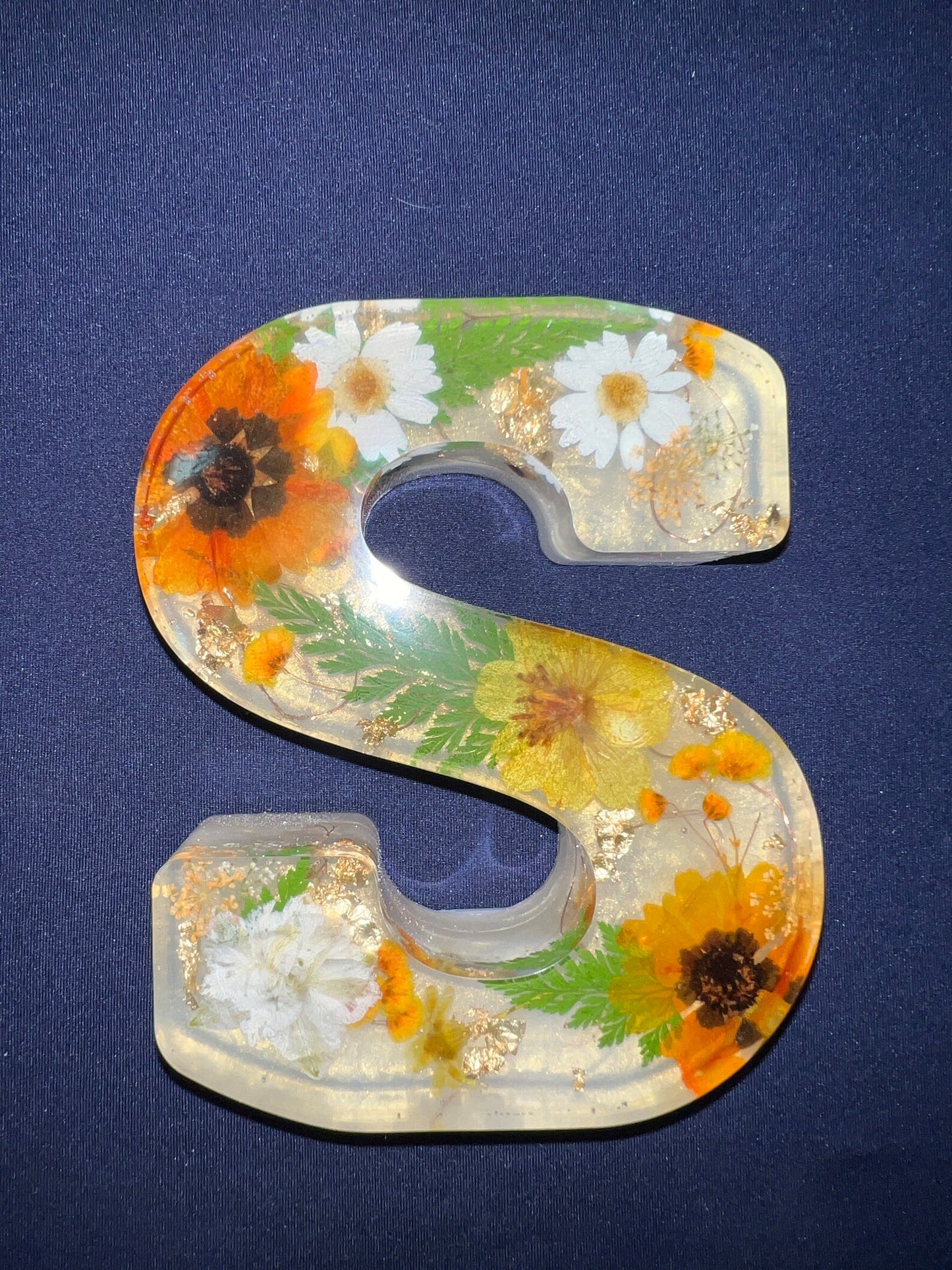 Personalized Resin Letters with Real Flowers and Fairy Lights - Made to Order