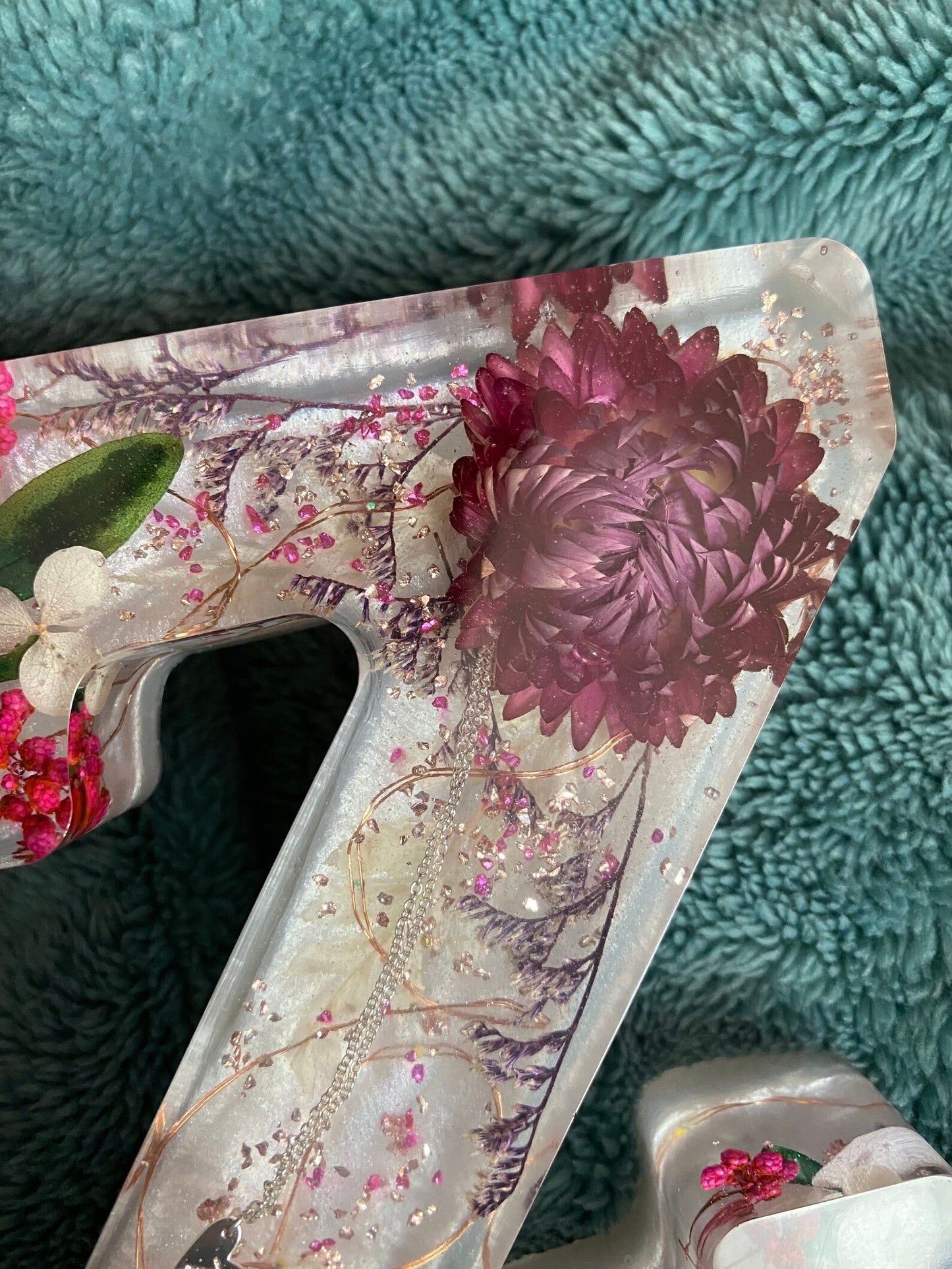 Personalized Resin Letters with Real Flowers and Fairy Lights - Made to Order