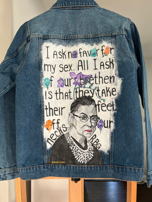 Custom “Notorious RBG” Hand-Painted Denim Jacket - Custom Ruth Bader Ginsburg - RBG