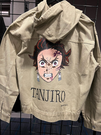 Demon (anime) Slayer -Tanjiro - Hand Painted Denim Jacket