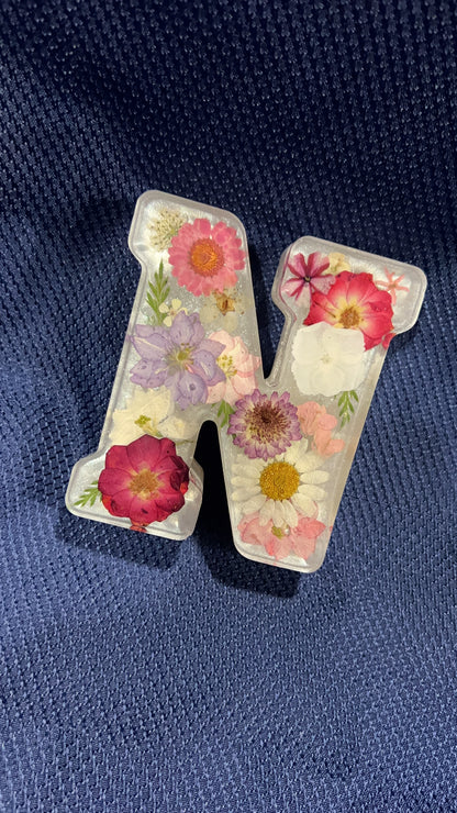 Personalized Resin Letters with Real Pressed Flowers - Made to Order