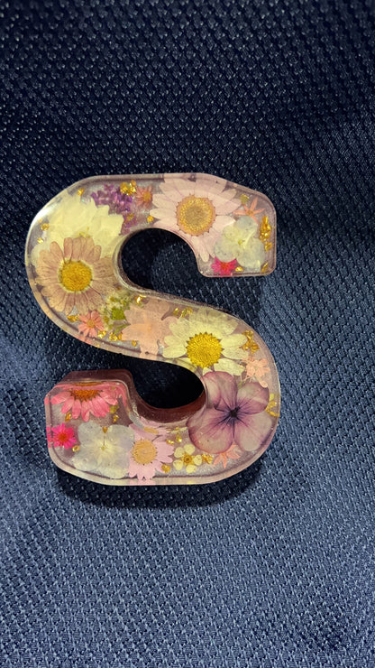 Personalized Resin Letters with Real Pressed Flowers - Made to Order