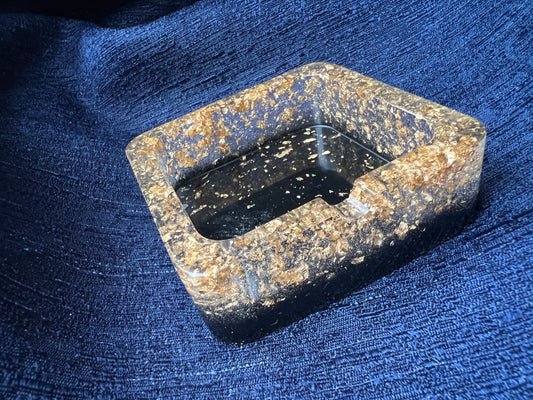 Square Ashtray with Gold Flakes - Made to Order