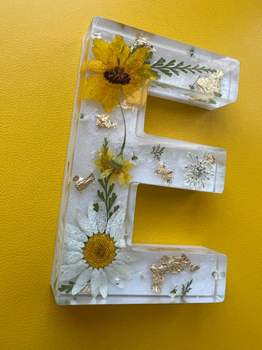 Personalized Resin Letters with Real Pressed Flowers - Made to Order