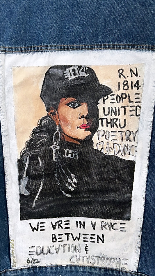 “Janet’s Rhythm” Hand-Painted Denim Jacket - Janet Jackson - Made to Order