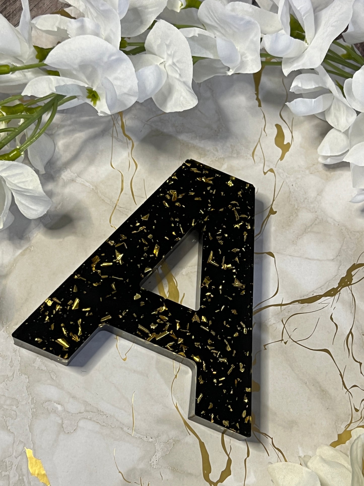 Personalized Resin Letters with Gold Flakes - Made to Order