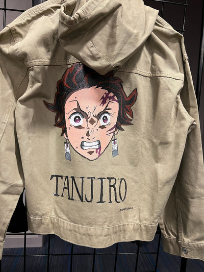 Demon (anime) Slayer -Tanjiro - Hand Painted Denim Jacket