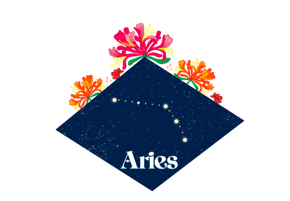 Aries Floral Zodiac Sticker - Zodiac Flower