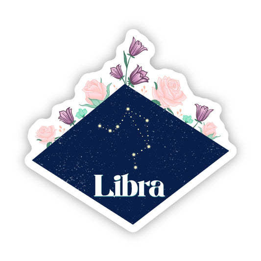 Libra Floral Zodiac Sticker - Zodiac Flower