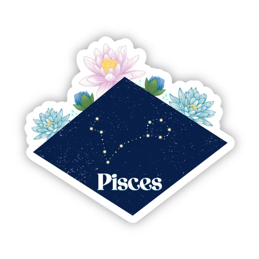 Pisces Floral Zodiac Sticker - Zodiac Flower