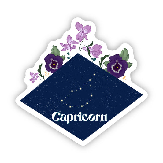 Capricorn Floral Zodiac Sticker - Zodiac Flower