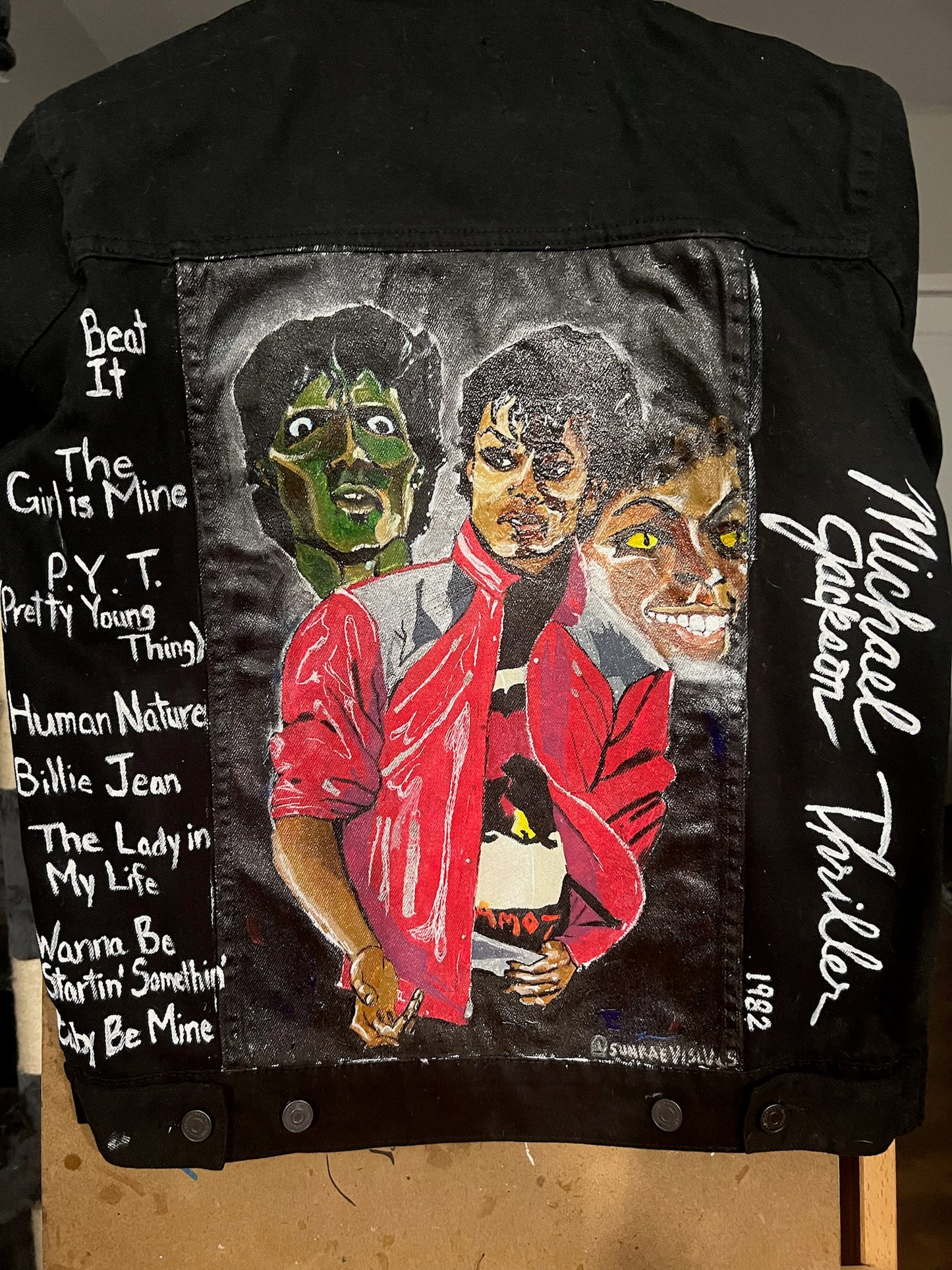 "King of Pop - MJ Tribute" Hand-Painted Denim Jacket - Your Favorite Michael Jackson Portrait