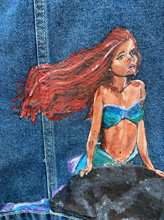 "Under the Sea Dreams" Hand-Painted Denim Jacket - Little Mermaid Tribute