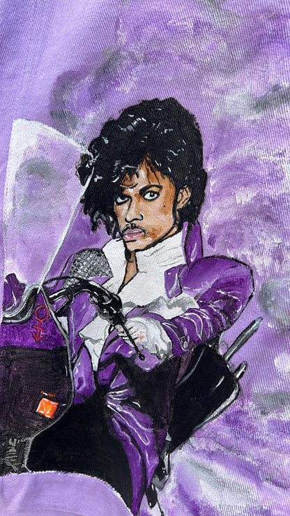 "Purple Reign Tribute" Hand-Painted Denim Jacket - Your Favorite Prince Portrait