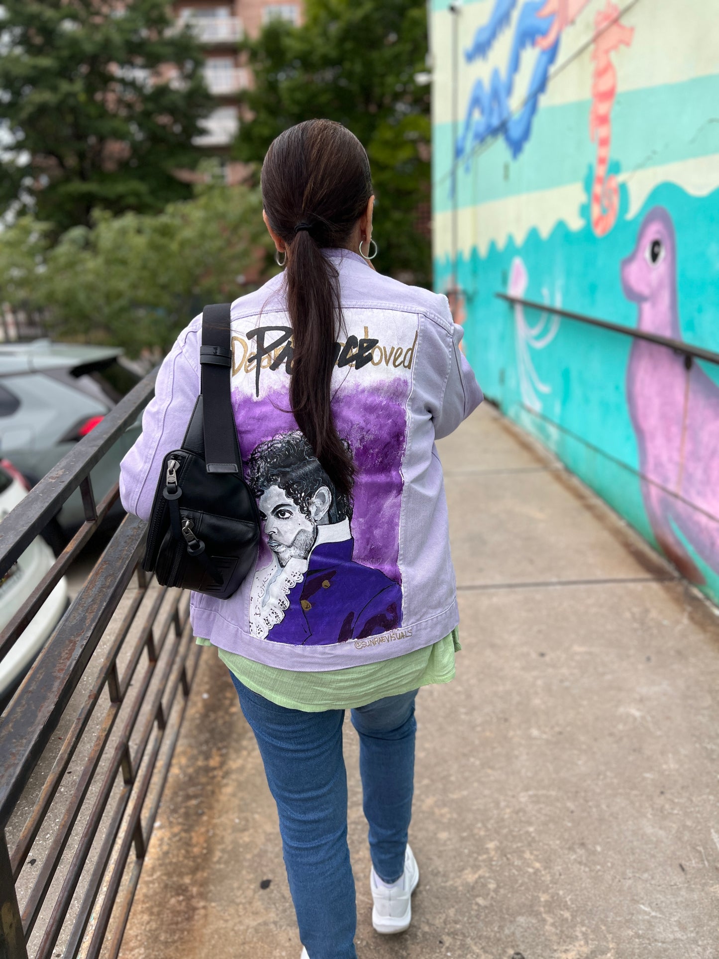 "Purple Reign Tribute" Hand-Painted Denim Jacket - Your Favorite Prince Portrait