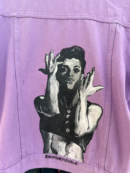 "Purple Reign Tribute" Hand-Painted Denim Jacket - Your Favorite Prince Portrait