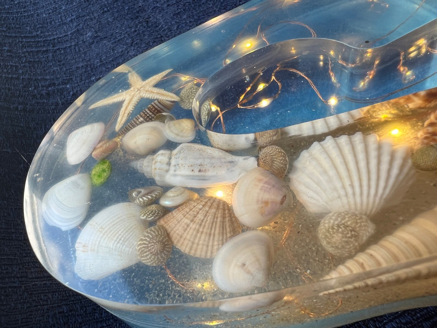 Personalized Resin Letters with Seashells and Fairy Lights - Made to Order