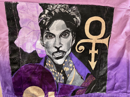 "Purple Reign Tribute" Hand-Painted Denim Jacket - Your Favorite Prince Portrait