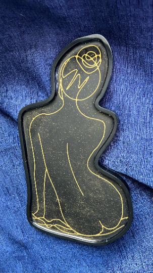 "Silhouette Serenity" Line Art Woman Tray - Versatile Jewelry Holder and Trinket Dish - Made to Order